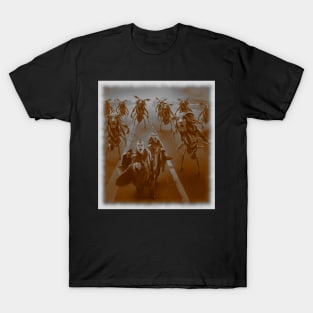 locust with lions head chasing cyber people T-Shirt